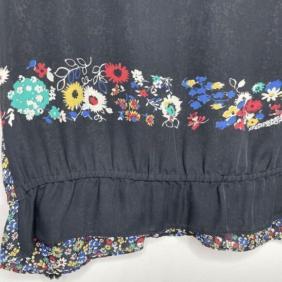 DEREK LAM 10 Crosby Top Womens 2 Sleeveless 100% Silk Floral Blouse Tassels - Picture 9 of 13